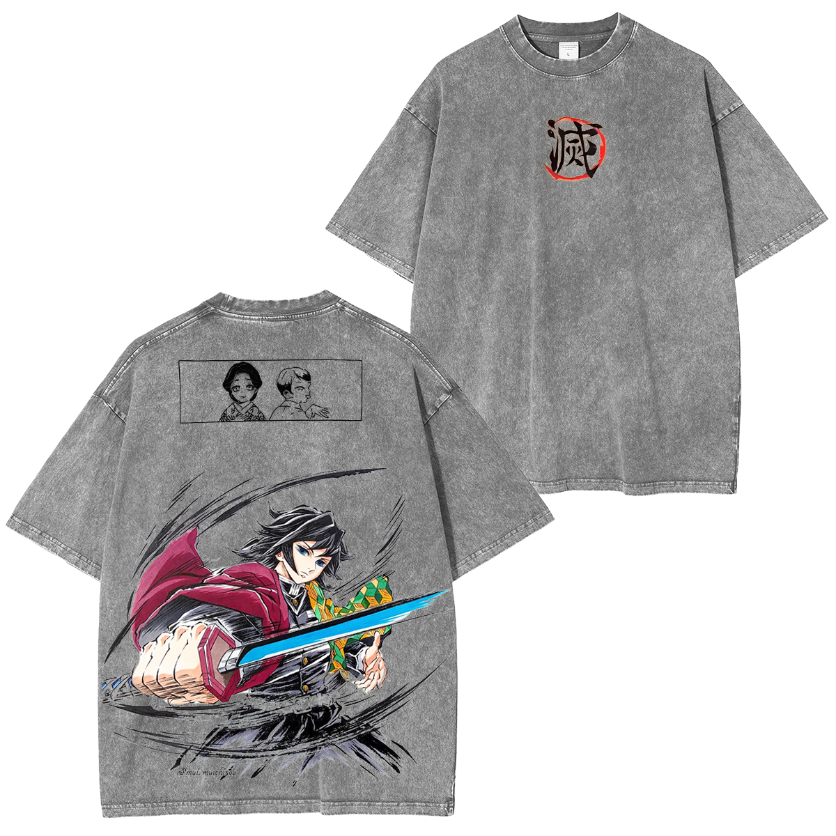 T-shirt délavé unisexe Giyu Tomioka-Demon Slayer