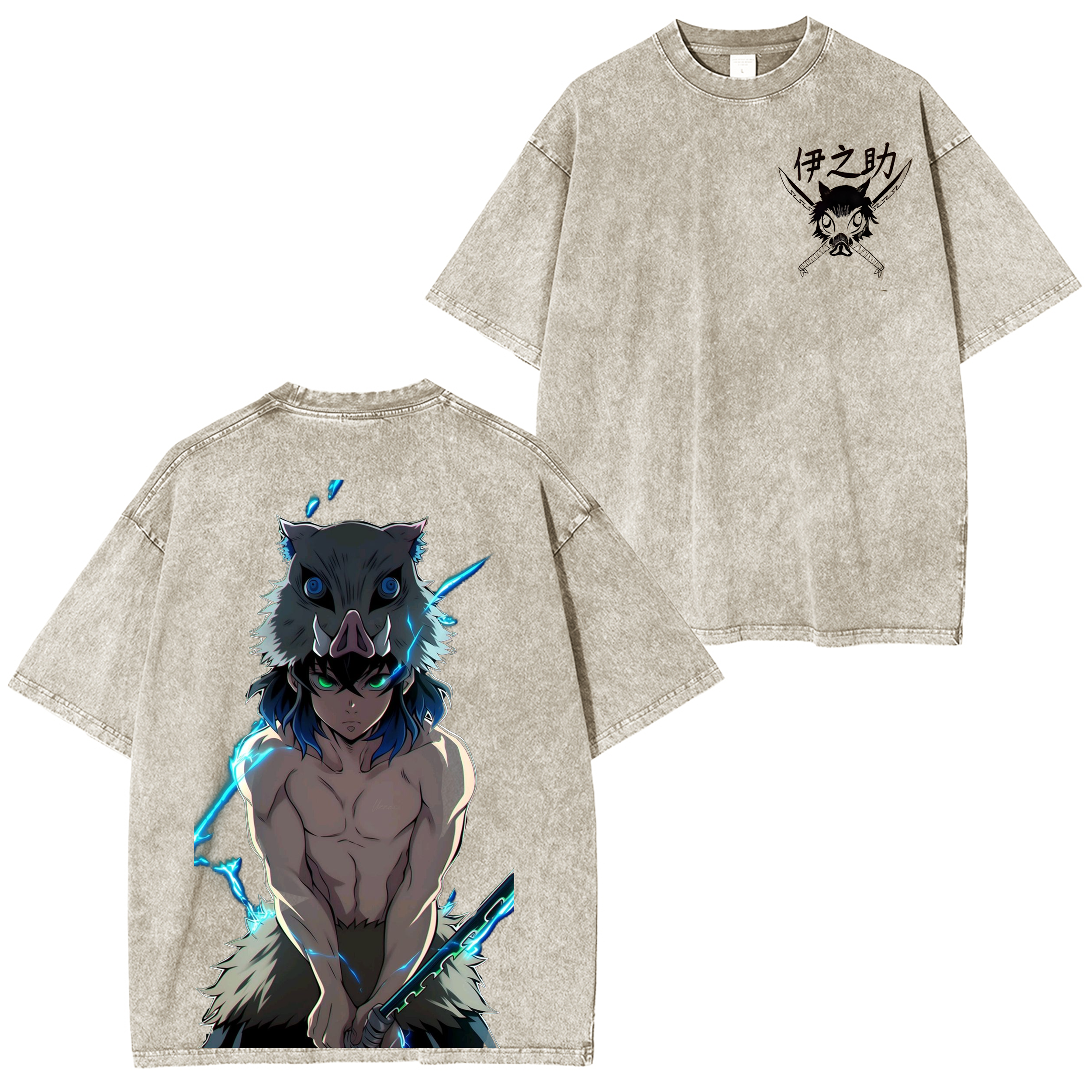 Camisetas lavadas unisex de Demon Slayer