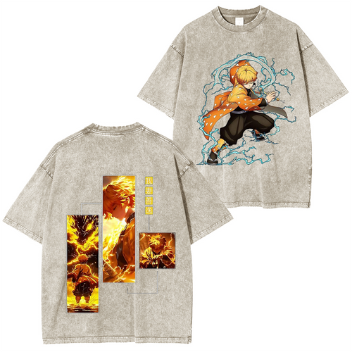 Camisetas unisex lavadas Zenitsu Agatsuma