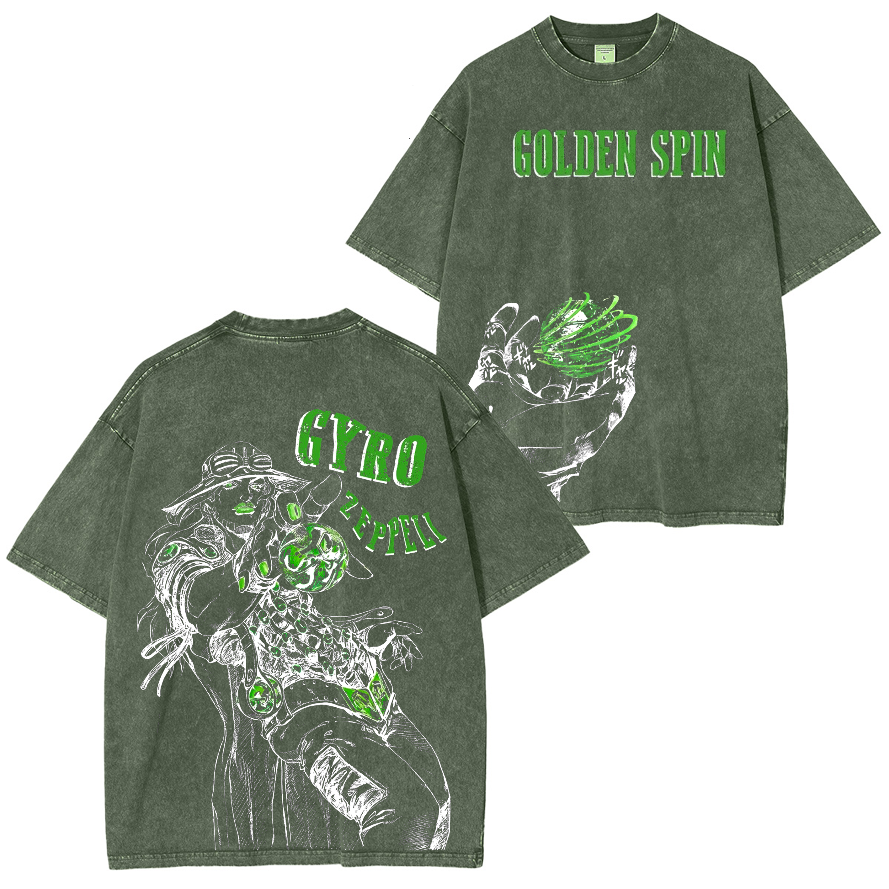 T-shirt, col ras du cou ou sweat à capuche lavé JoJo Gyro Zeppeli