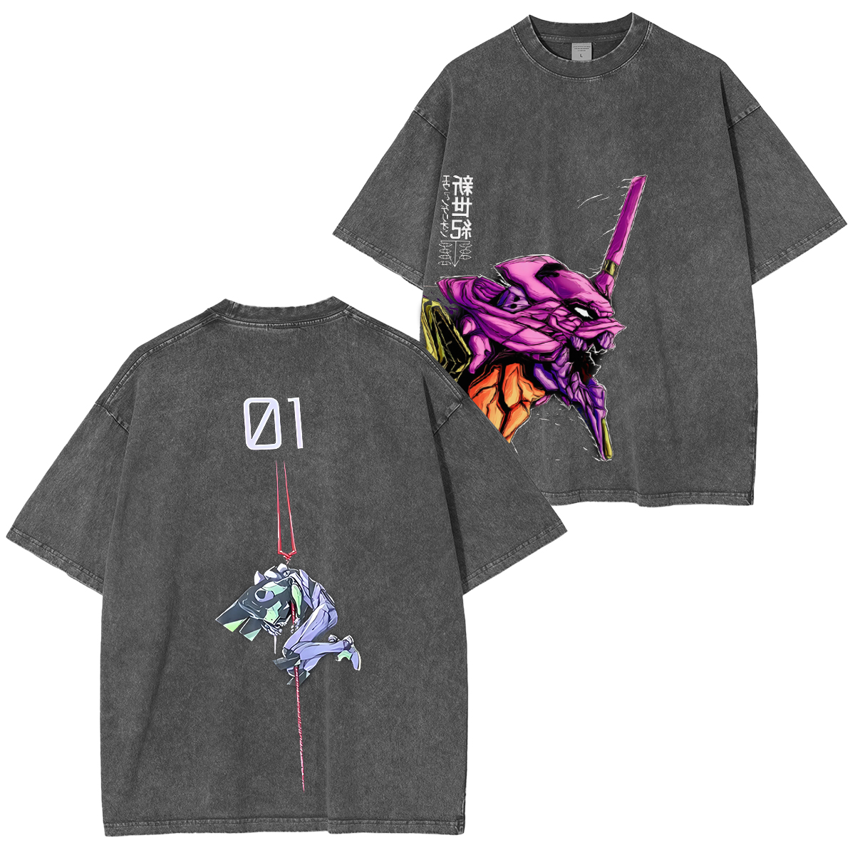 Camiseta/Sudadera/Sudadera con capucha vintage con lavado Neon Genesis Evangelion
