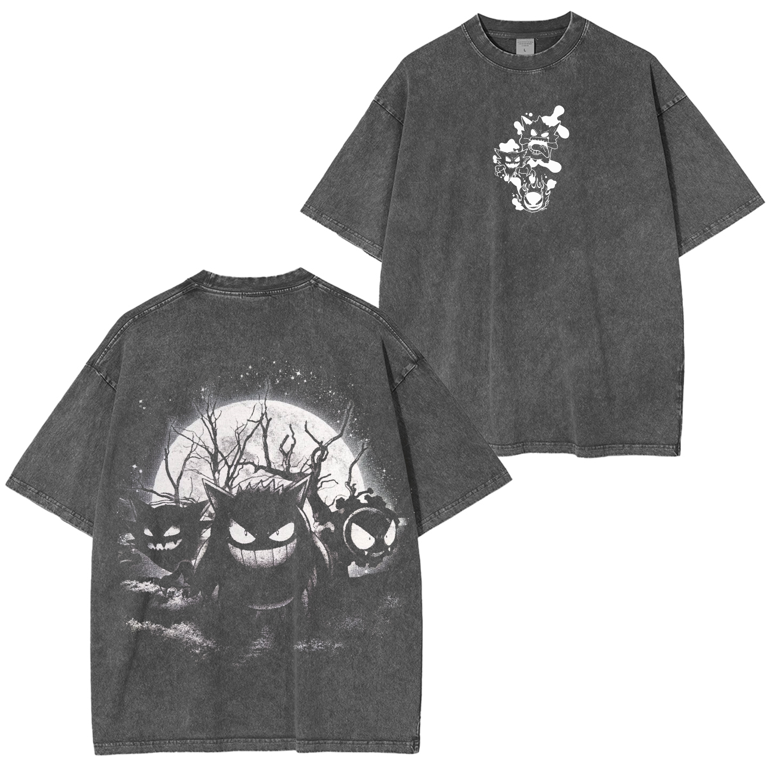 T-shirt Oversize Unisexe Gengar Famille Spectrum Ectoplasma Lumière Lunaire