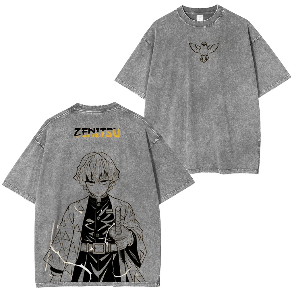 Demon Slayer Zenitsu Anime Unisex Washed T-Shirt