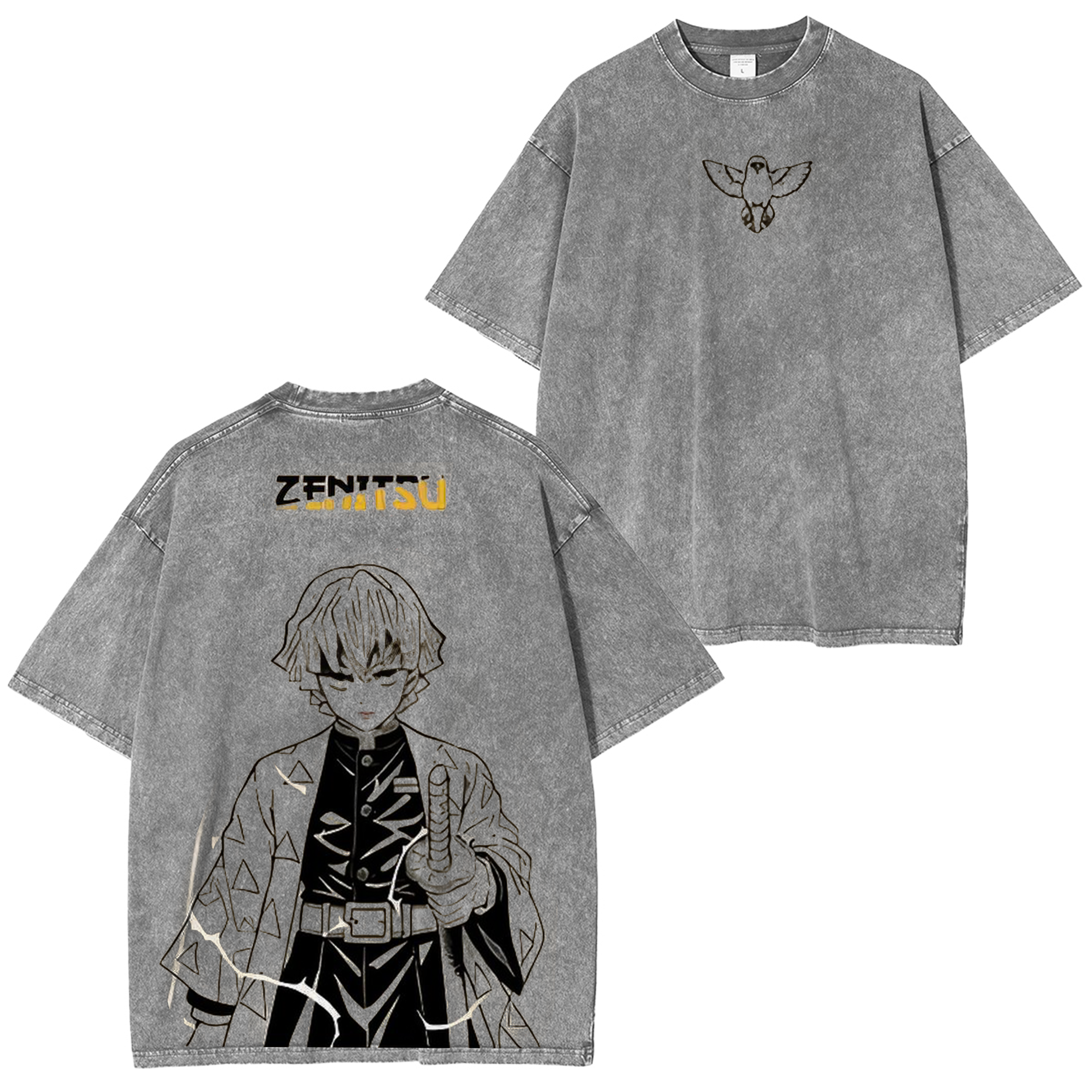 Demon Slayer Zenitsu Anime Unisex Washed T-Shirt