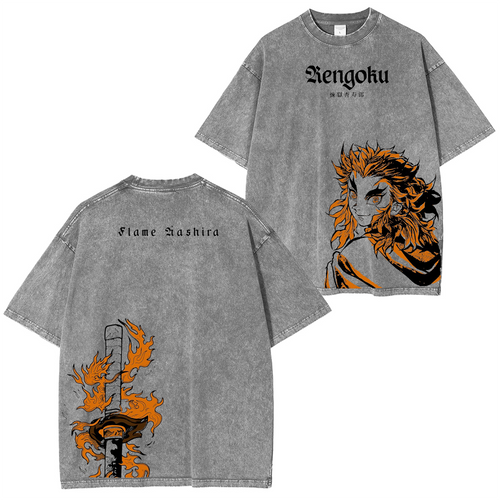Camiseta Lavada Unisex Vintage de Demon Slayer