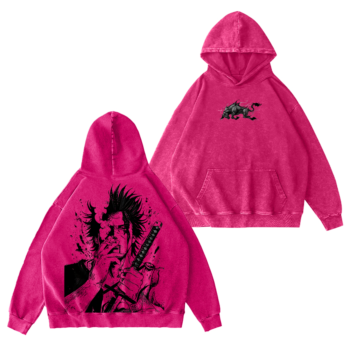 Sudadera con capucha unisex vintage de Yami Sukehiro x Black Bulls Black Clover Anime con doble estampado