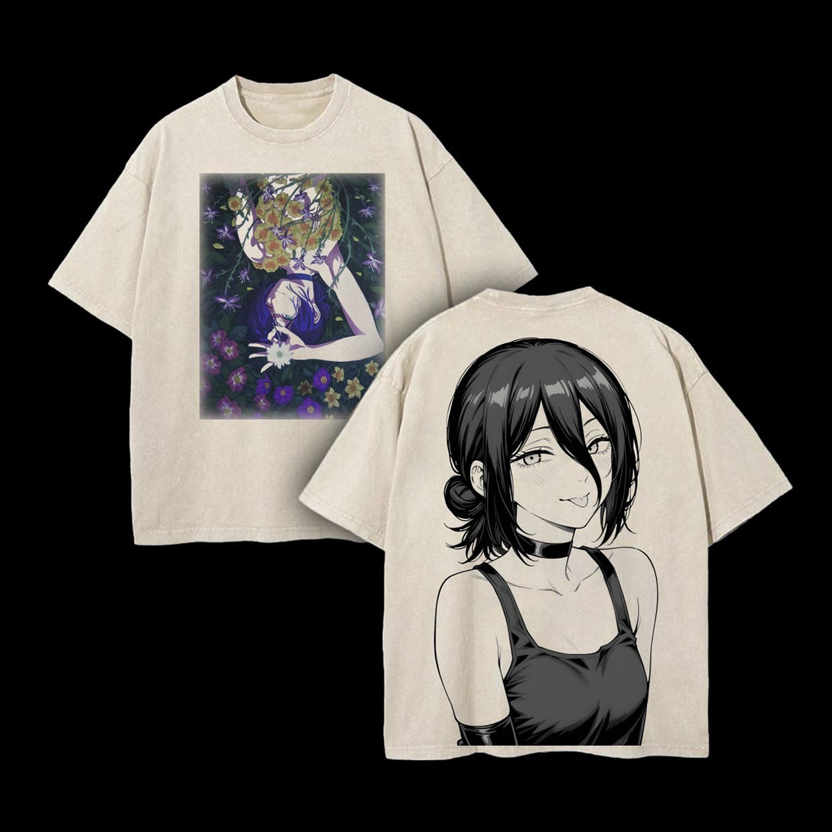Camiseta unisex lavada estilo vintage de Chainsaw Man