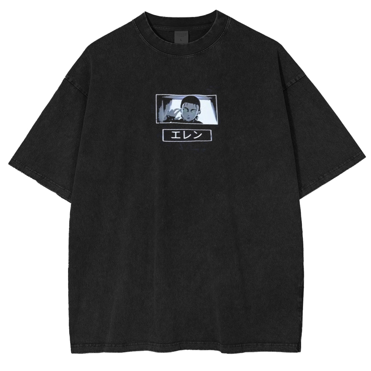 Retro Heavy Eren Yeager x Attack On Titan V2 Anime Double Printed Men's Vintage Tees Oversized Washed Tee
