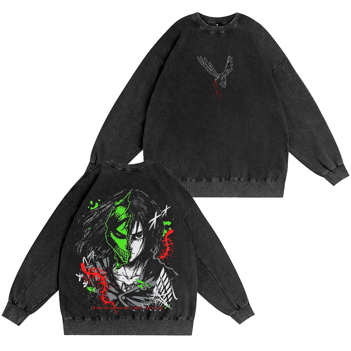 Camiseta/Sudadera/Sudadera con Capucha Vintage Oversize de Attack on Titan