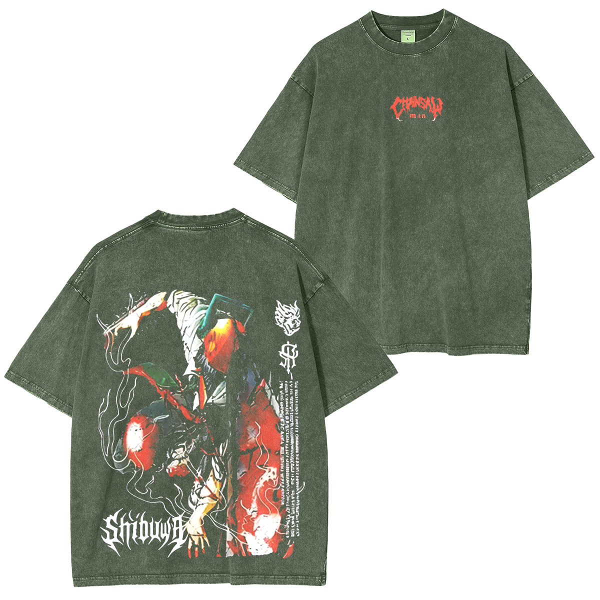 Camiseta unisex Chainsaw Man lavada estilo vintage