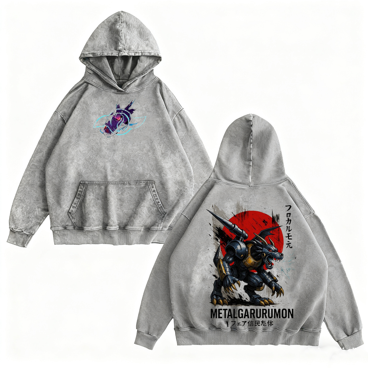 Camiseta/Sudadera/Sudadera con Capucha Vintage Digimon MetalGarurumon