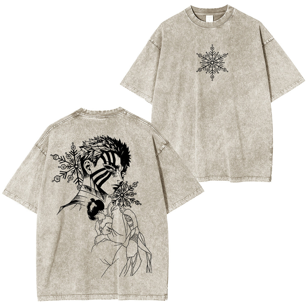 Akaza & Koyuki: T-shirt unisexe délavé Demon Slayer