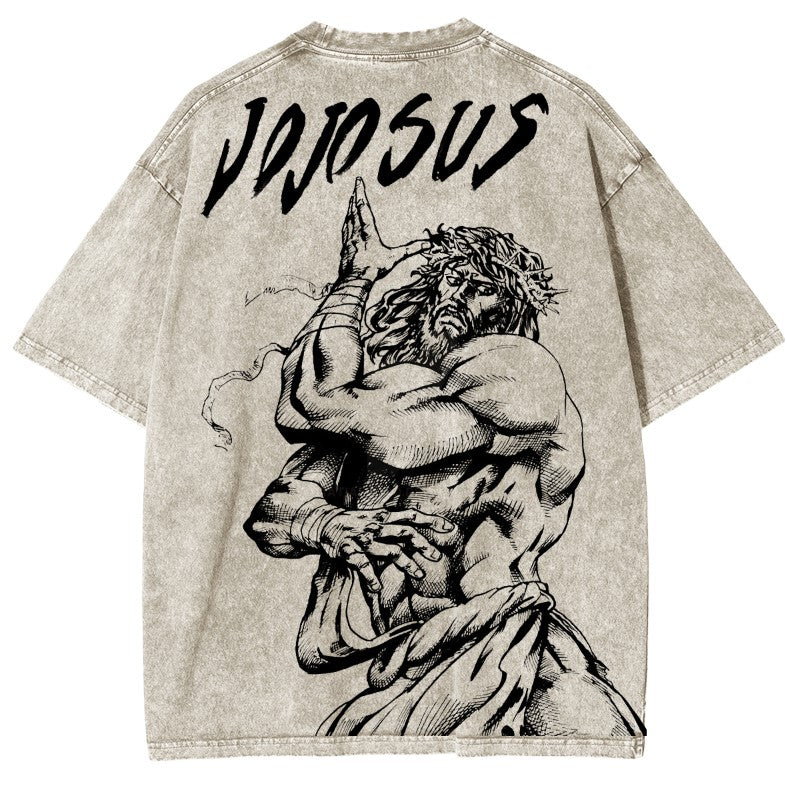 JOJO SUS Camiseta vintage de manga corta de Jojo's Bizarre Adventure con doble estampado