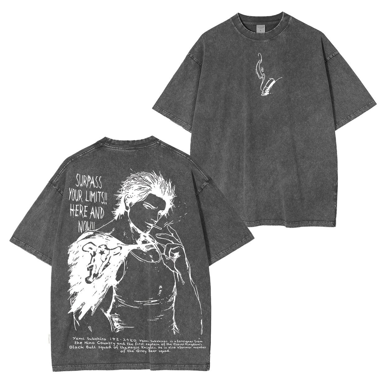 T-shirt Unisexe Lavé Yami Sukehiro, Anime Black Clover