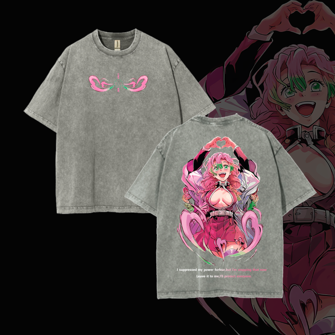 Hashira Demon Slayer Tee â€?Rengoku, Giyu, Tengen, Obanai, Gyomei, Mitsuri Vintage Washed Oversized T-Shirt