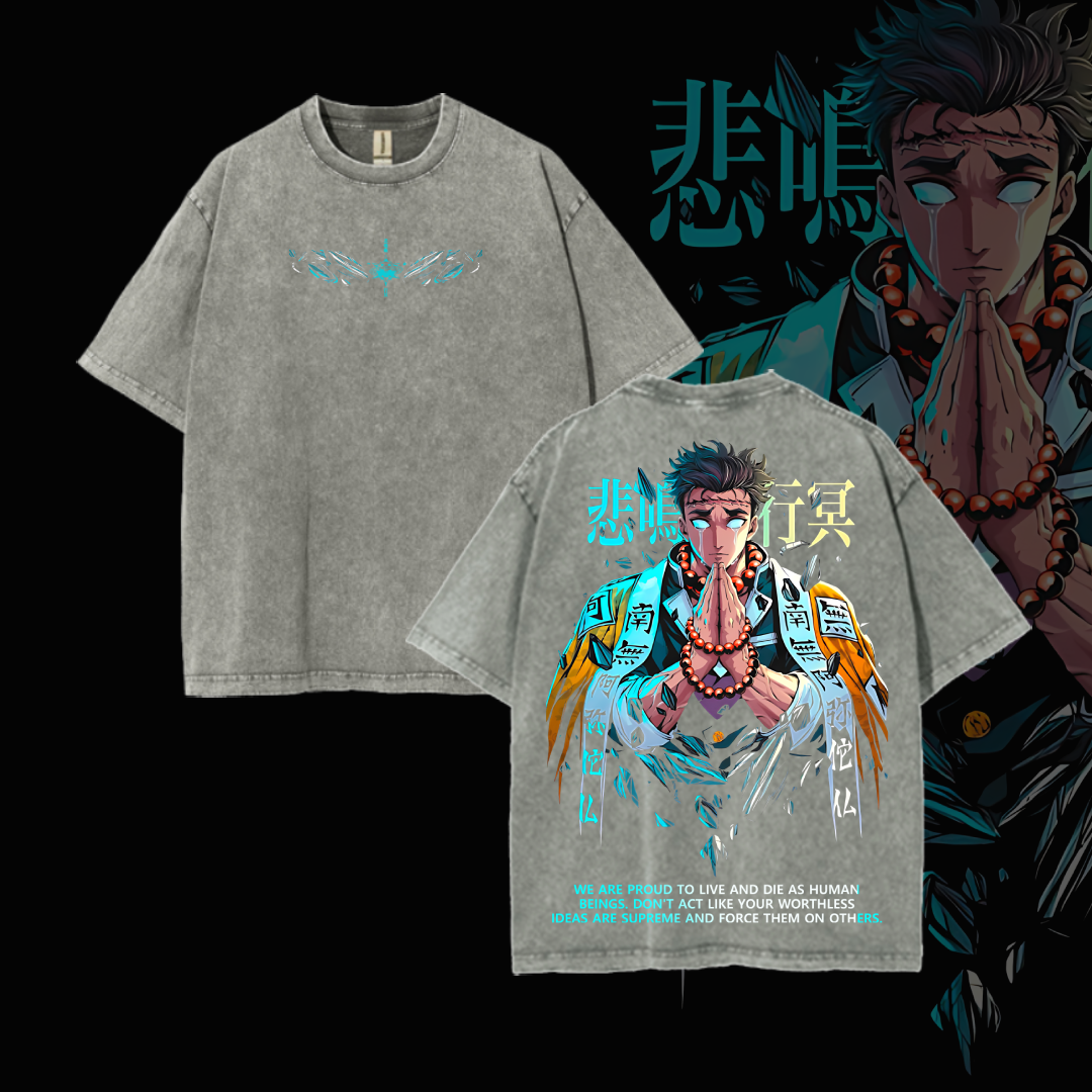 Hashira Demon Slayer Tee â€?Rengoku, Giyu, Tengen, Obanai, Gyomei, Mitsuri Vintage Washed Oversized T-Shirt
