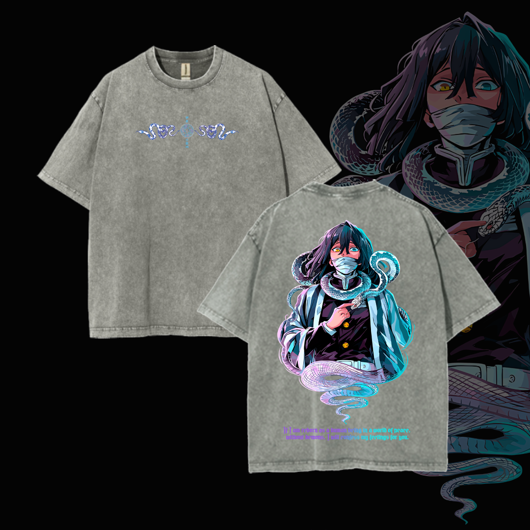 Hashira Demon Slayer Tee â€?Rengoku, Giyu, Tengen, Obanai, Gyomei, Mitsuri Vintage Washed Oversized T-Shirt
