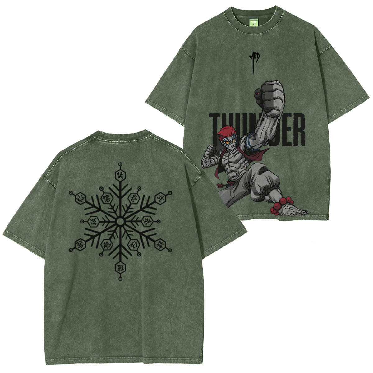 Camiseta lavada Akaza Demon Slayer unisex