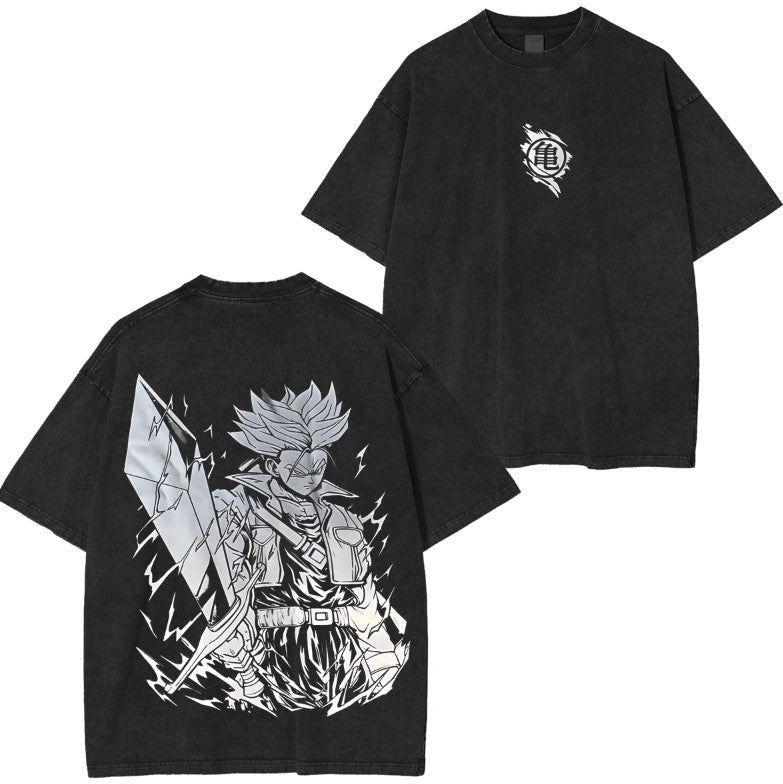 ANIME DRAGONBALL TRUNKS POWER SAIYAN WASHING VINTAGE TEE T-shirt
