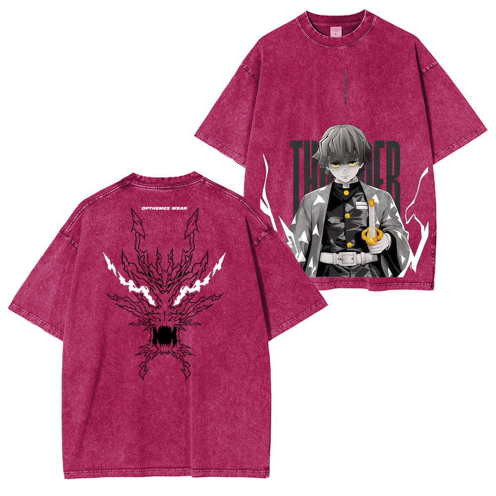 Camiseta lavada unisex Zenitsu Demon Slayer