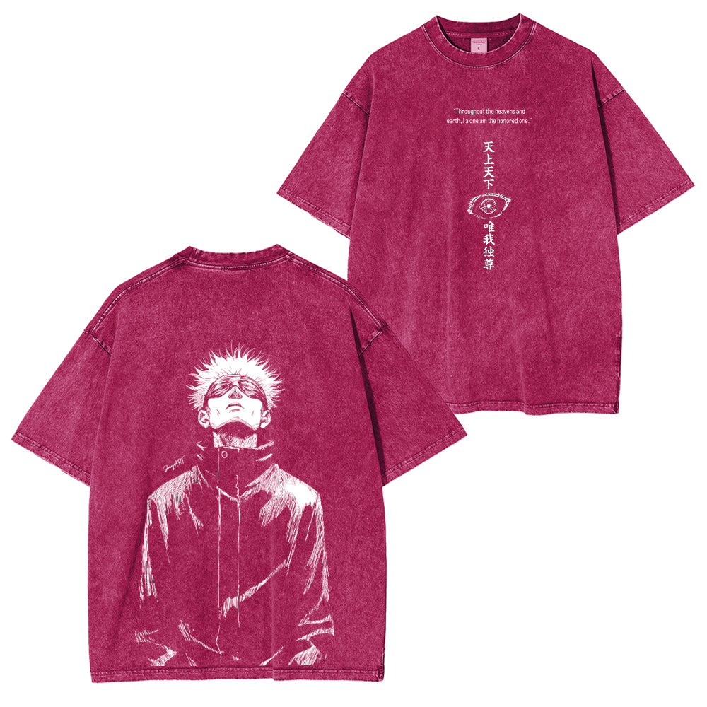 Camiseta unisex lavada Gojou Satoru Jujutsu Kaisen Anime Ácido