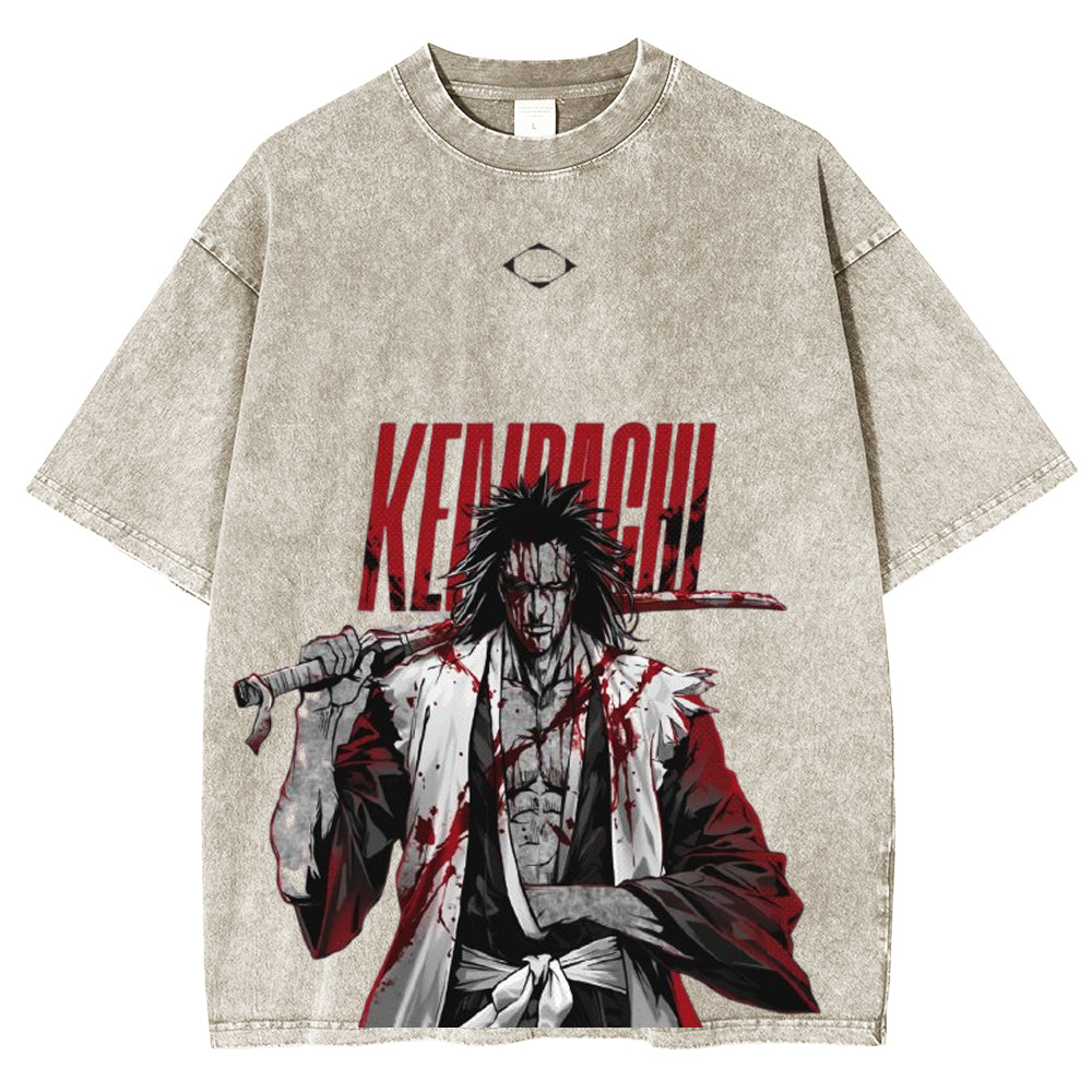 Zaraki Bleach Anime Unisex Washed T-Shirt