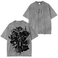 T-shirt en coton délavé animé Solo Leveling de Sung Jin Woo, édition limitée rétro