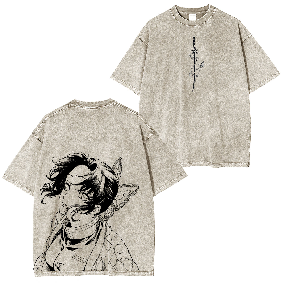 T-shirt unisexe délavé Demon Slayer