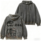 Attack on Titan Eren Yeager Sweat à Capuche Délavé Vintage