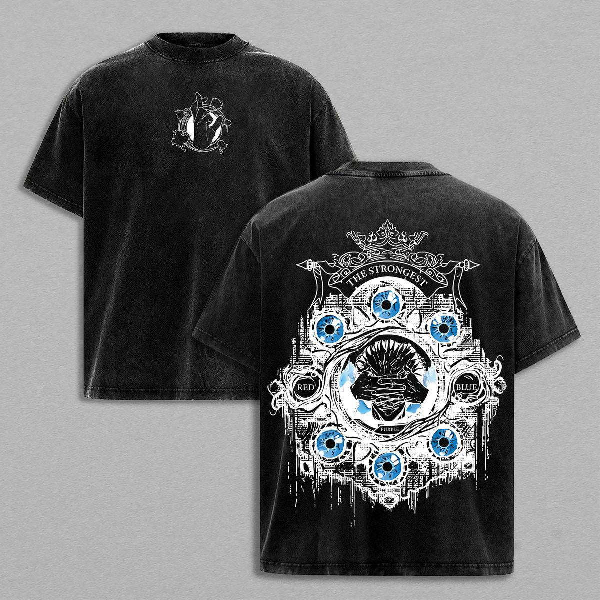 Camiseta Gojo Satoru Six Eyes Washed ¨C Jujutsu Kaisen Vintage Oversized de Algodón Pesado
