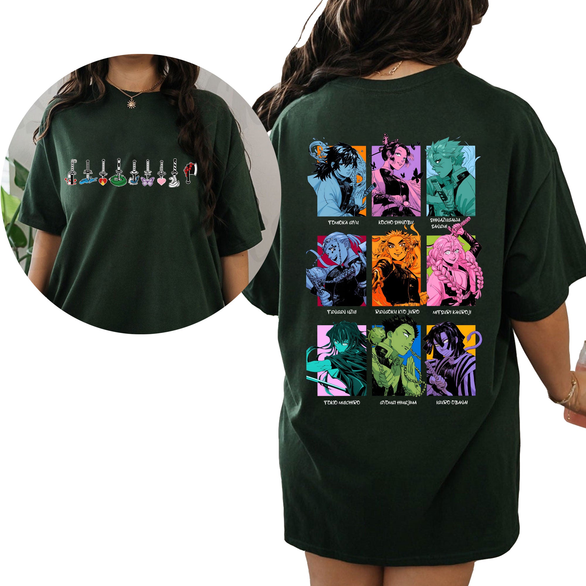 Camiseta- Sudadera con capucha- Sudadera unisex de los personajes Hashira de Demon Slayer