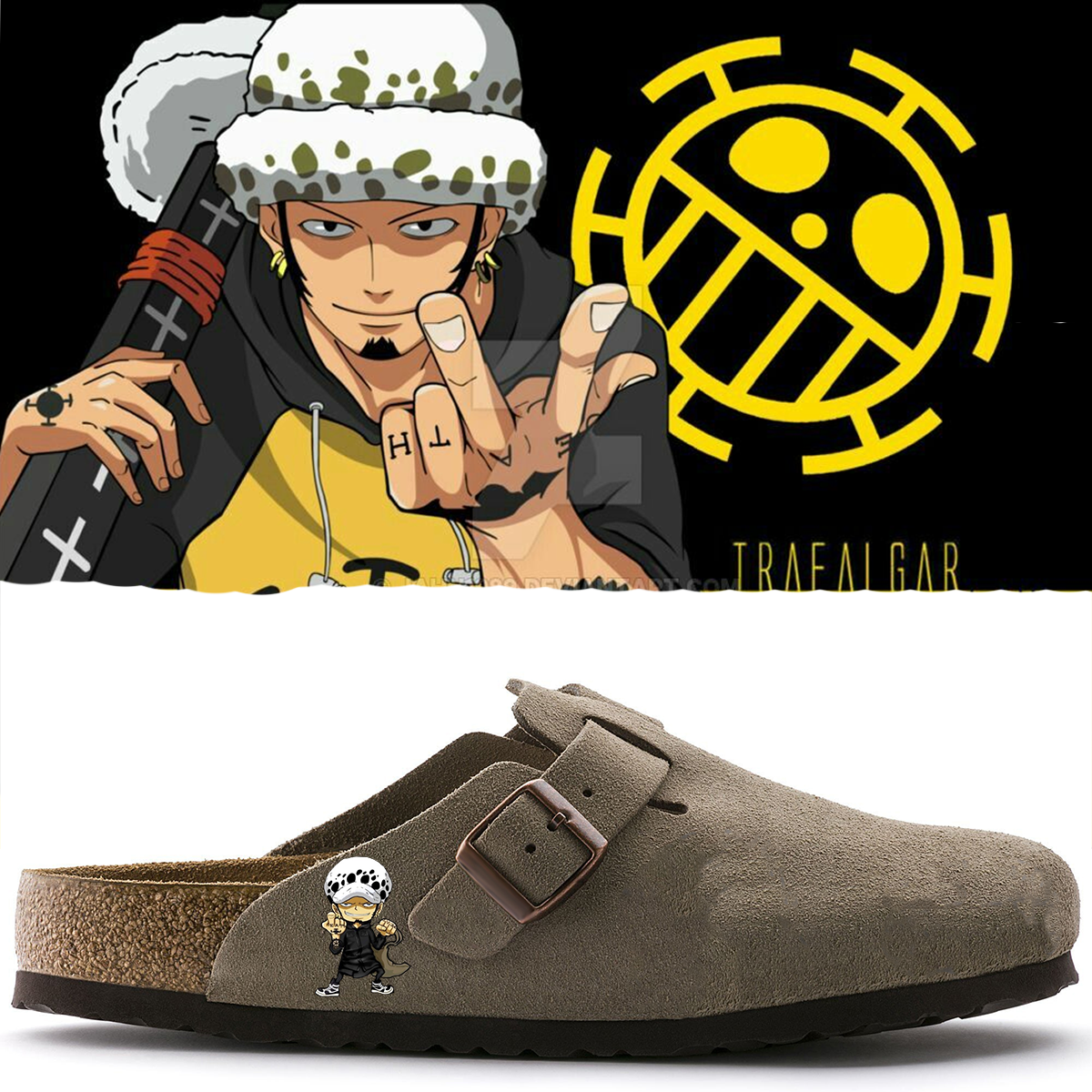 Anime One Piece Unisex Plantilla Suave Boston Piel Ante