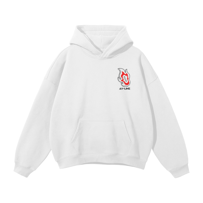 Sweat à capuche streetwear Flame Hashira Graffiti blanc