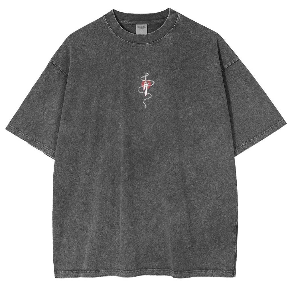Camisetas de algodón pesadas, ligeras, de gran tamaño y lavado ácido de manga del anime Jujutsu Kaisen "Toji Fushiguro" El Asesino de Hechiceros