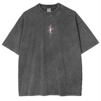 Camisetas de algodón pesadas, ligeras, de gran tamaño y lavado ácido de manga del anime Jujutsu Kaisen "Toji Fushiguro" El Asesino de Hechiceros