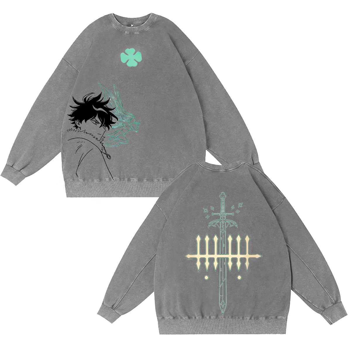 T-shirt unisexe/col ras du cou délavé Yuno Grinberryall Black Clover