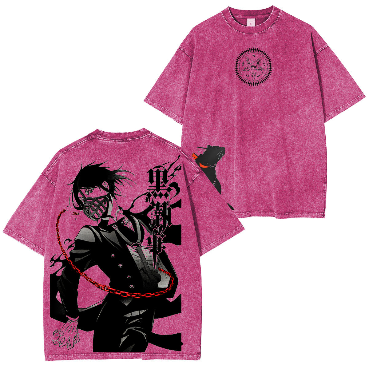 Camiseta/Sudadera con capucha lavada unisex del anime Black Butler