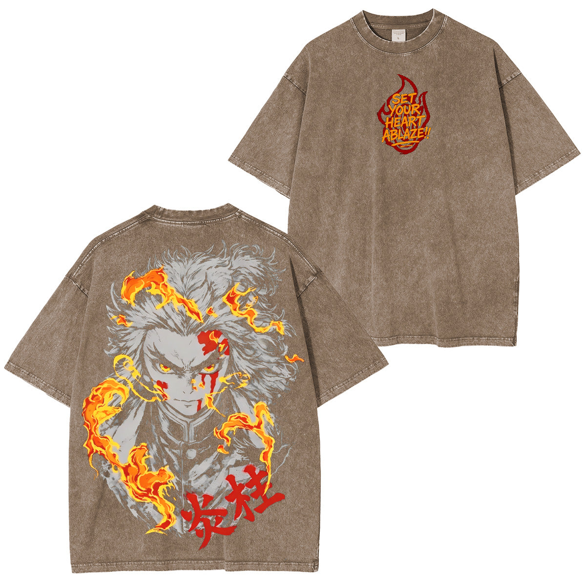 T-shirt/Sweat-shirt/Sweat à capuche délavé(e) Kyojuro Rengoku Demon Slayer