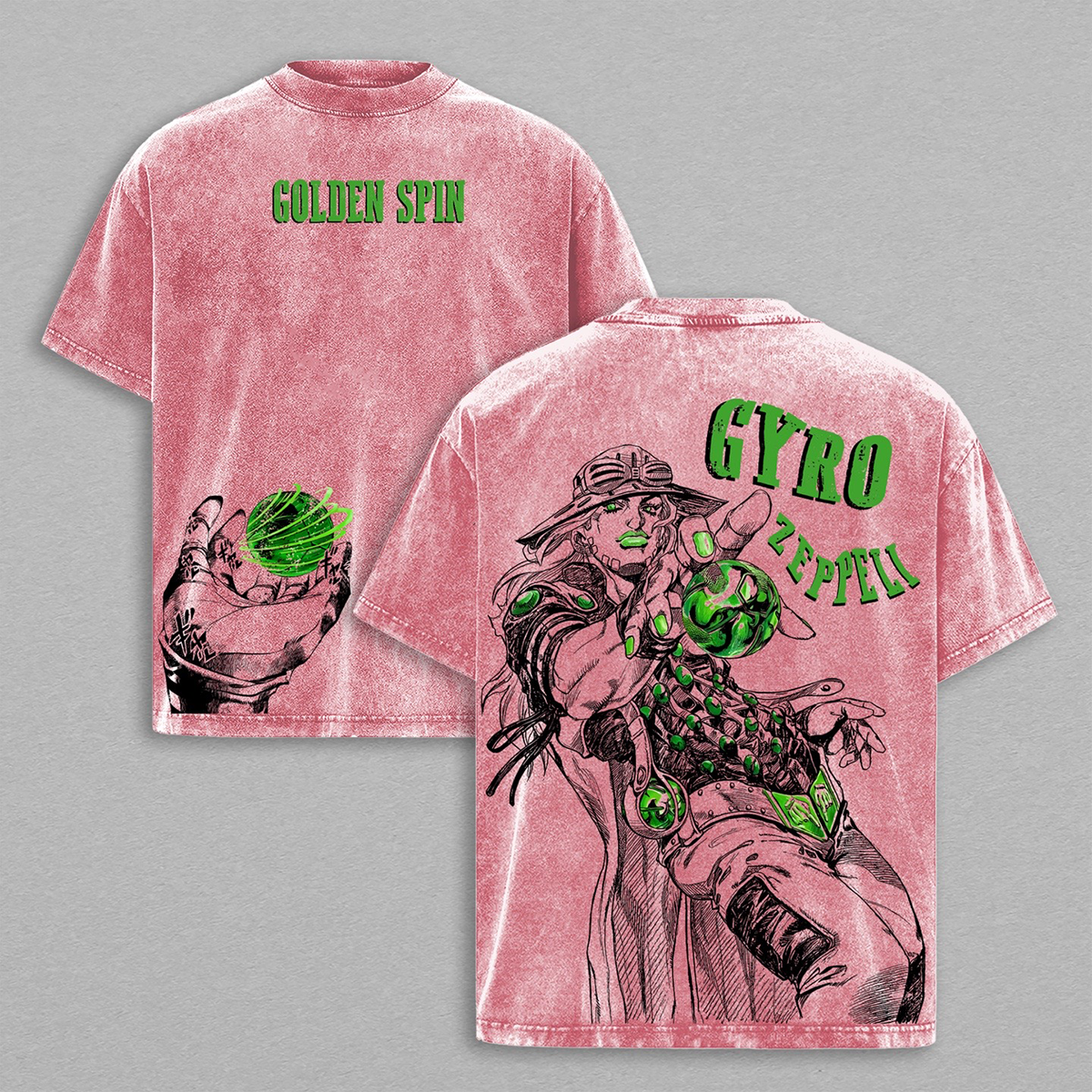 T-shirt, col ras du cou ou sweat à capuche lavé JoJo Gyro Zeppeli