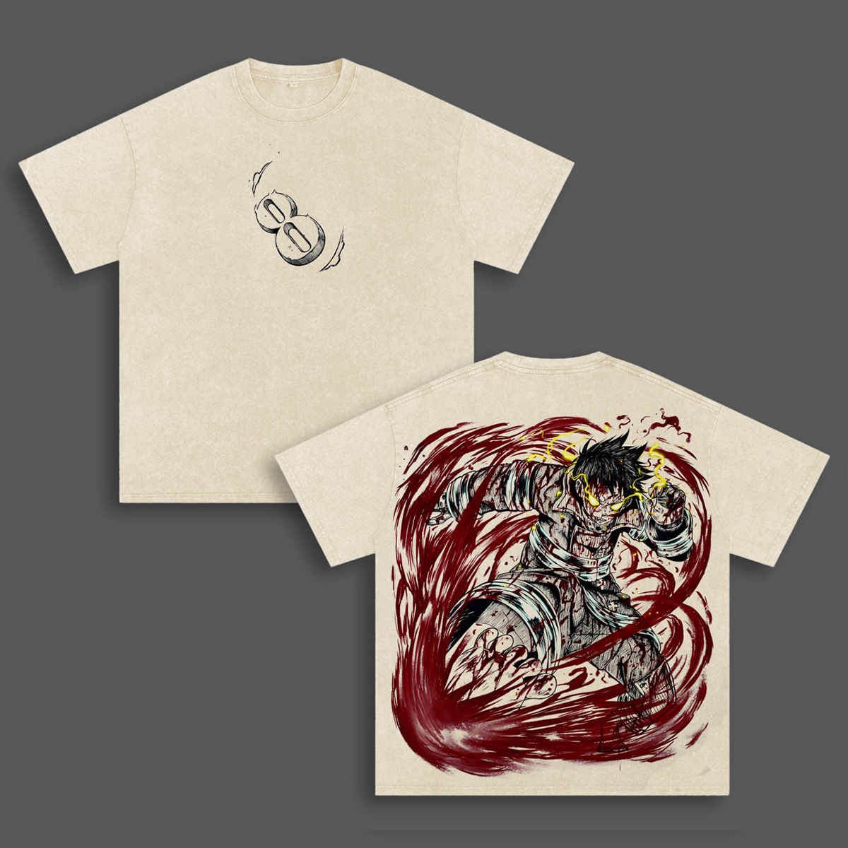 Camiseta/Sudadera de cuello redondo/Sudadera con capucha Fire Force Shinra efecto lavado