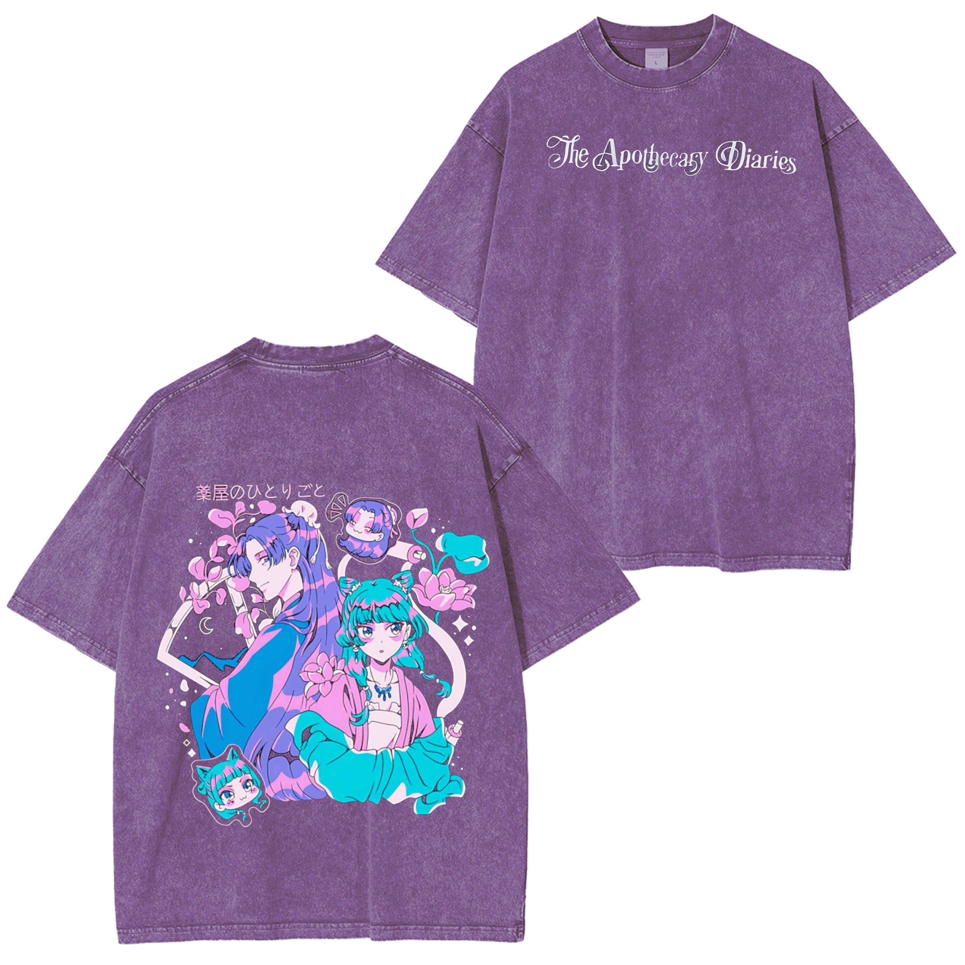 Kusuriya no Hitorigoto Camiseta Oversize Lavada Estilo Vintage