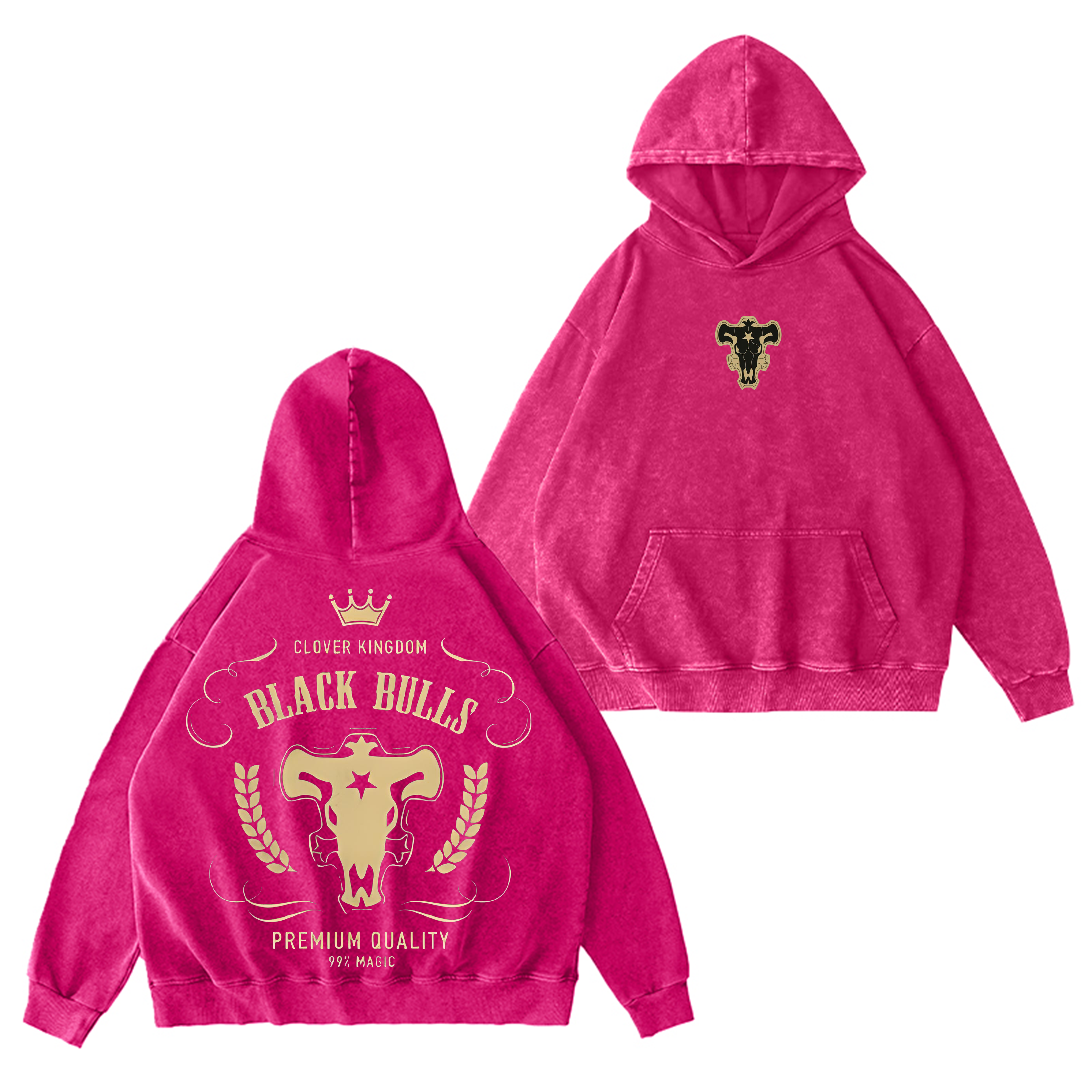 Sudadera con Capucha Lavada Vintage Black Bulls Black Clover