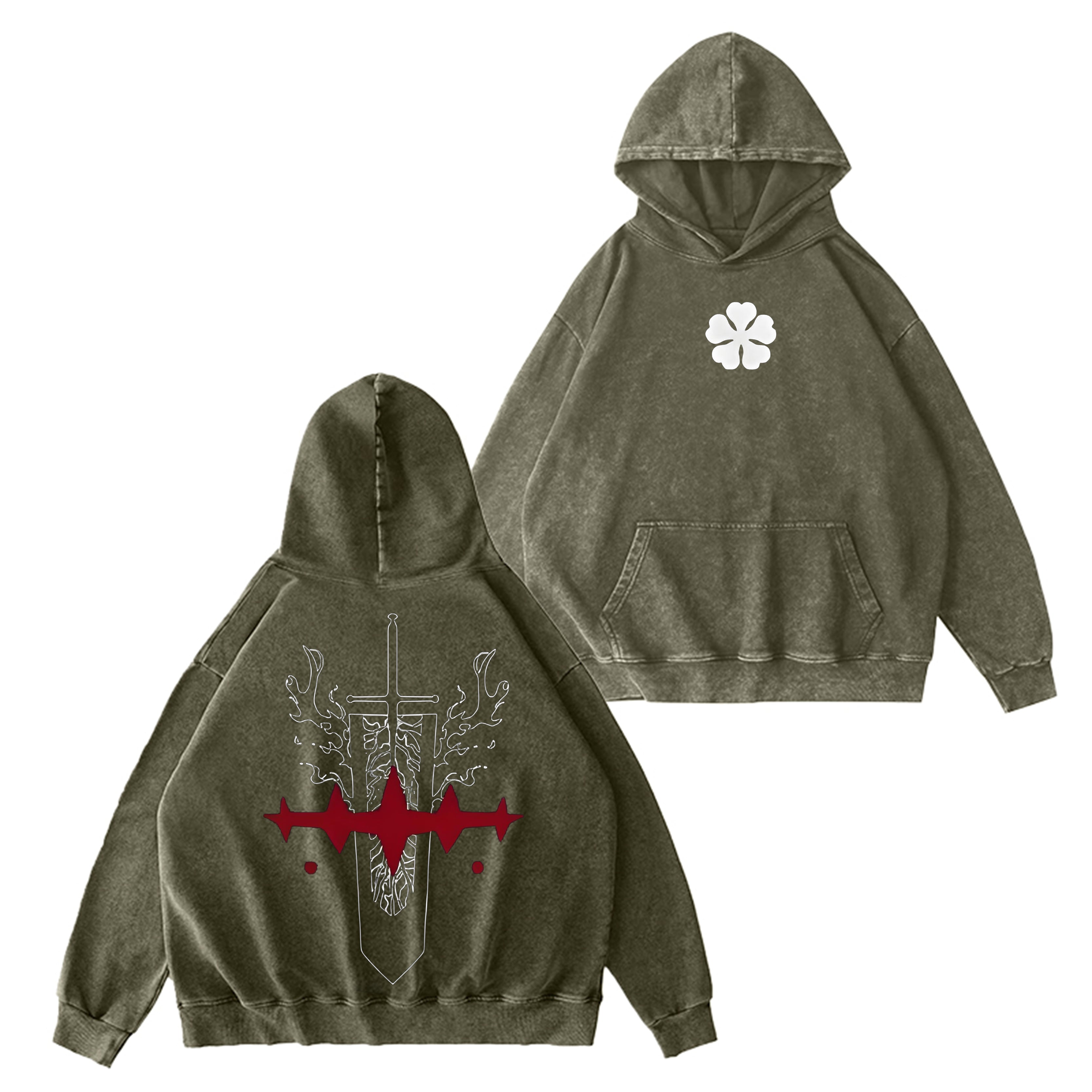 Sweat à capuche délavé Devils Black Clover Vintage