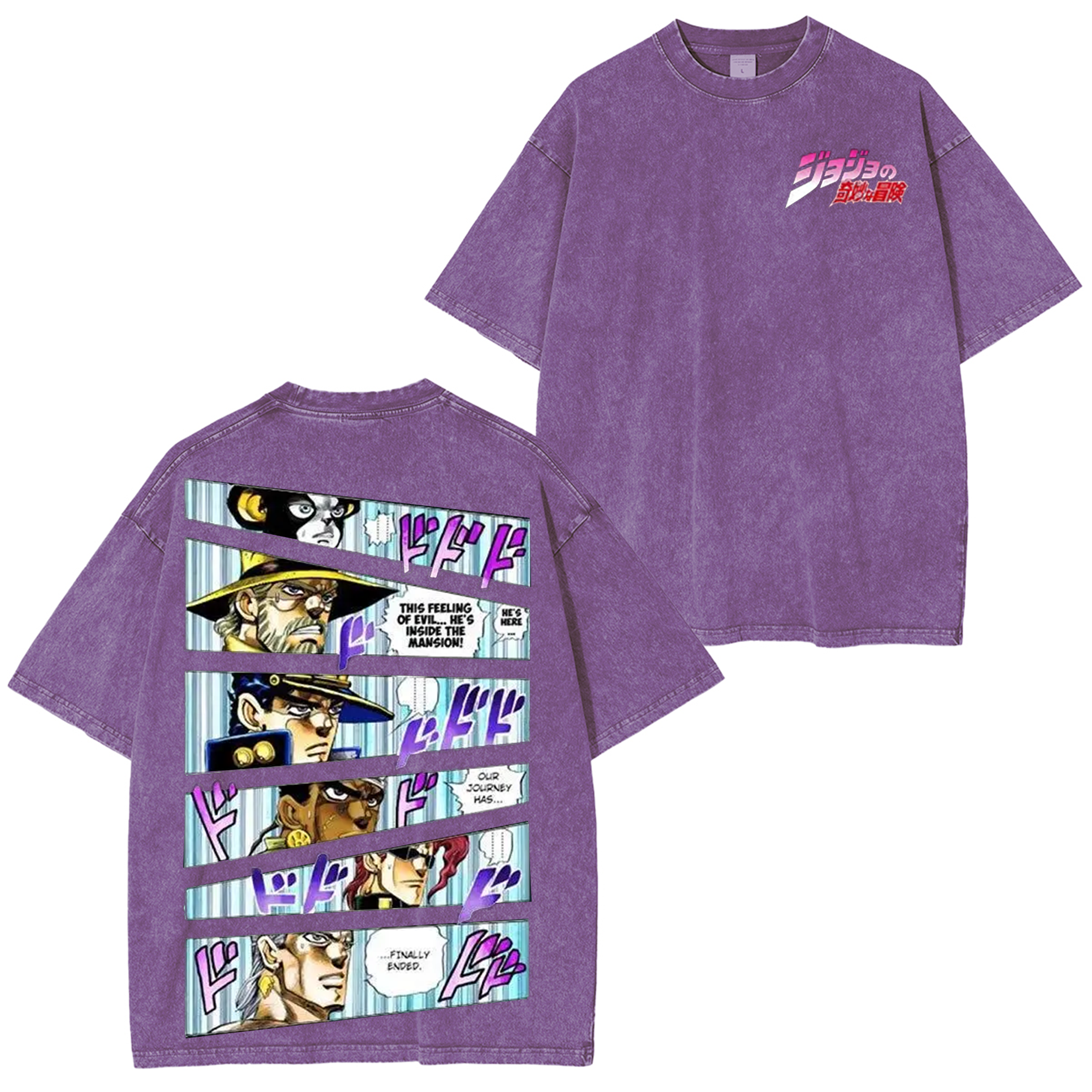 Japanese Anime Jojo Bizarre Adventure Vintage Unisex Washed T-Shirt