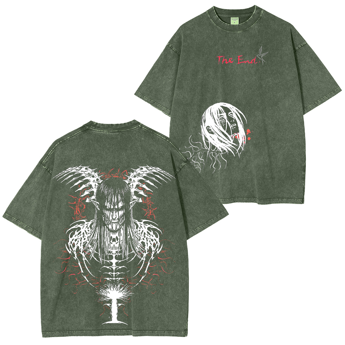 Camiseta extragrande con lavado vintage de Eren Yeager de Attack on Titan