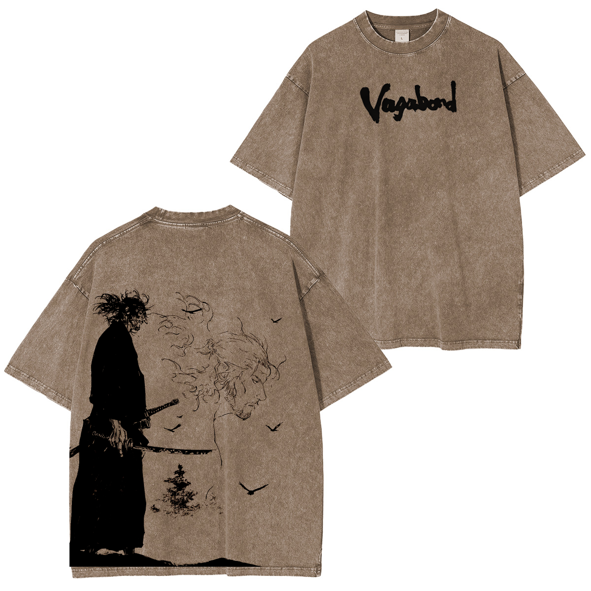 Miyamoto Musashi Vagabond Vintage Camiseta de Algodón