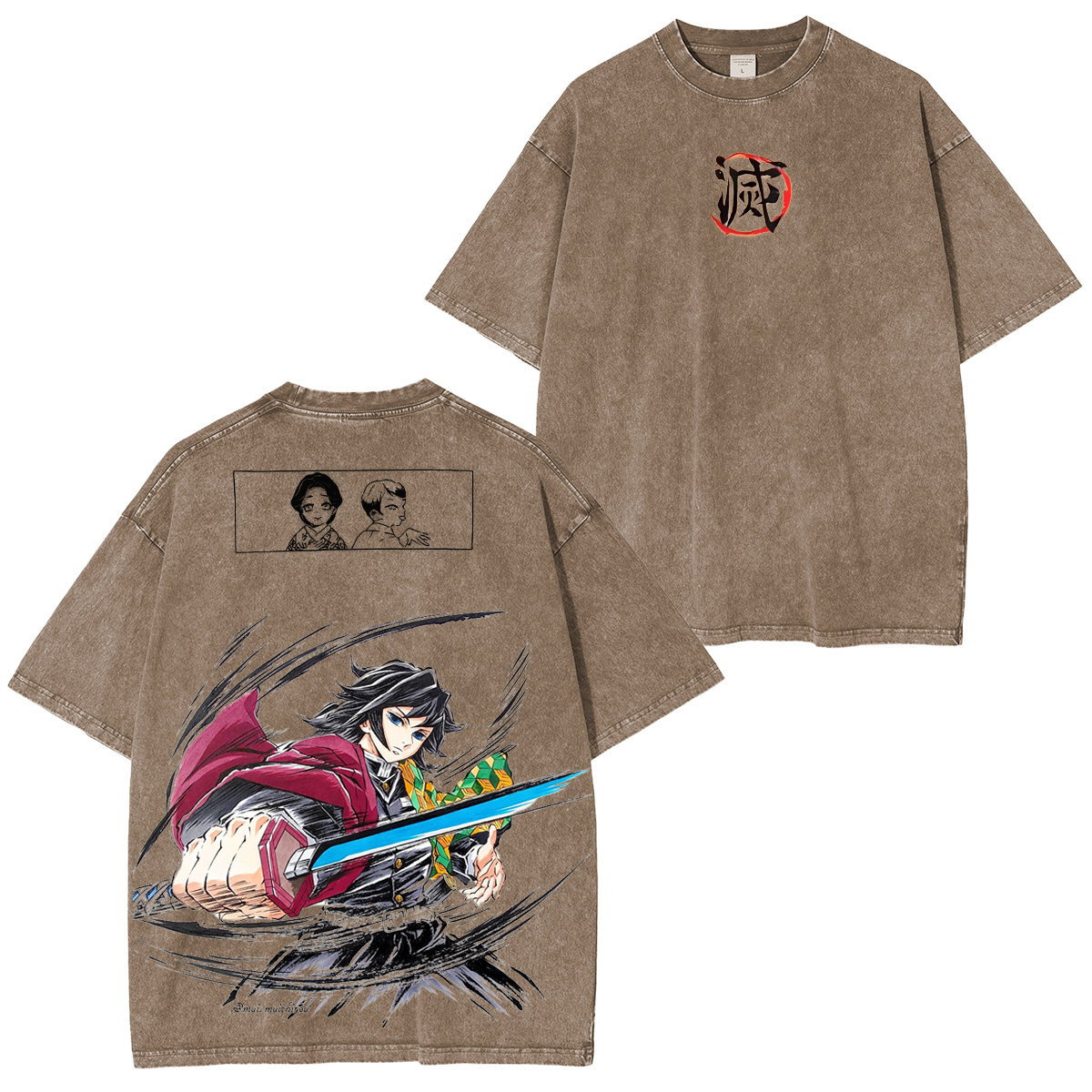 T-shirt délavé unisexe Giyu Tomioka-Demon Slayer