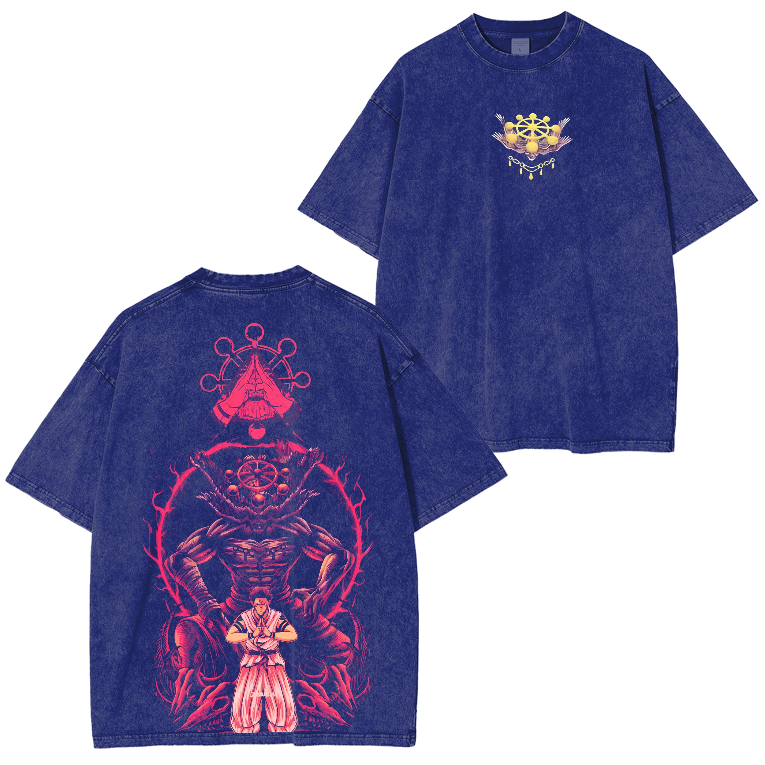 Jujutsu Kaisen: Sukune X Mahoraga Anime Unisex Washed T-Shirt