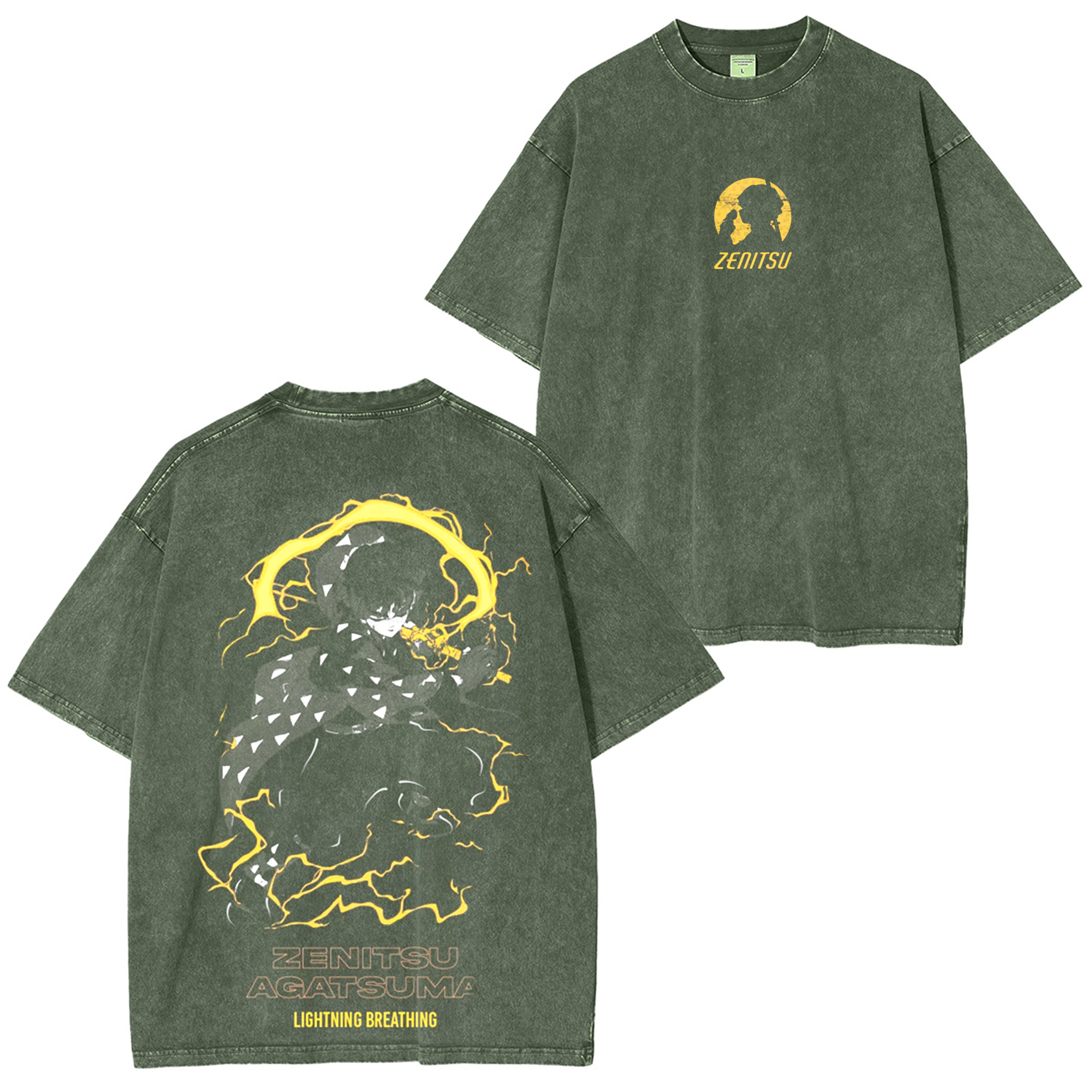 Zenitsu Agatsuma Lightning Breathing â€?Black Regular Fit T-Shirt