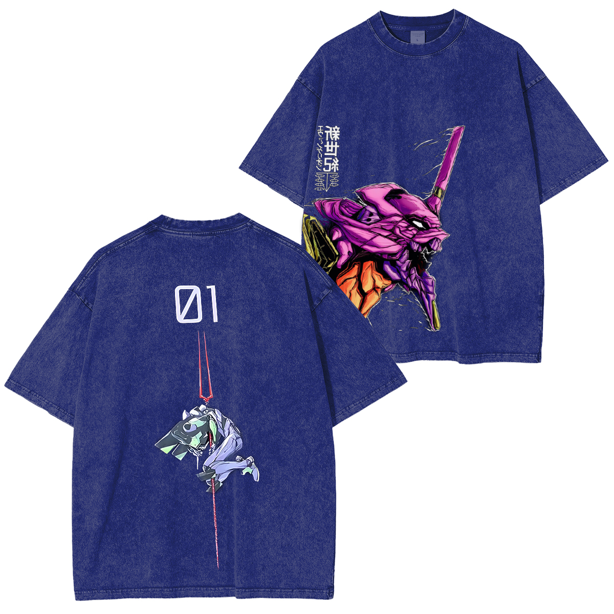 Camiseta/Sudadera/Sudadera con capucha vintage con lavado Neon Genesis Evangelion